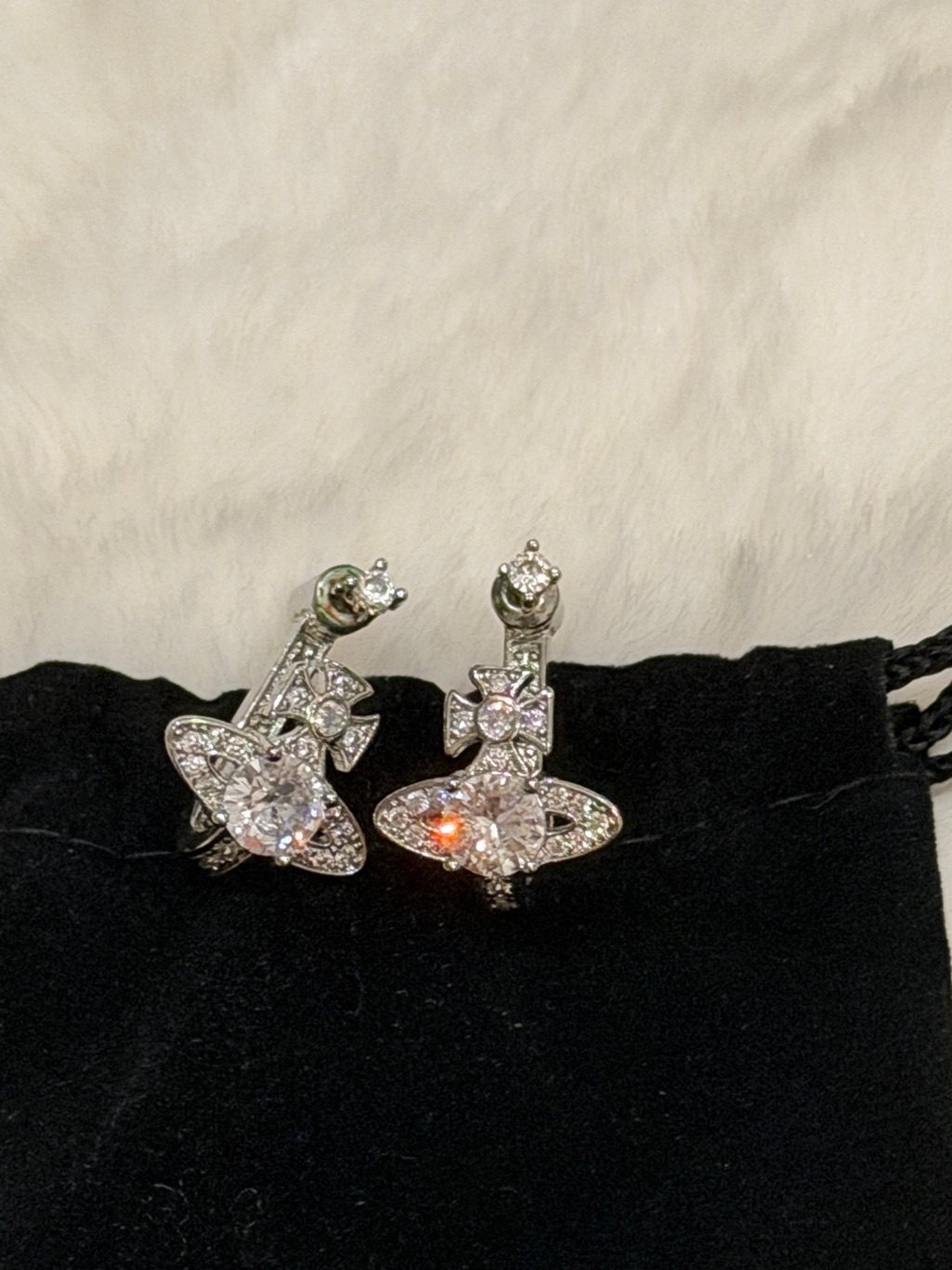 Vivienne Westwood Silver Crystal Orb Drop Earrings - Women Jewelry